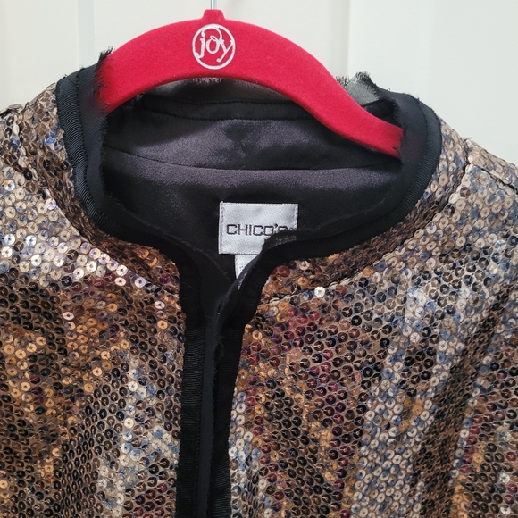 Chico's Sequined Open Blazer-Size 3 - Picture 2 of 7